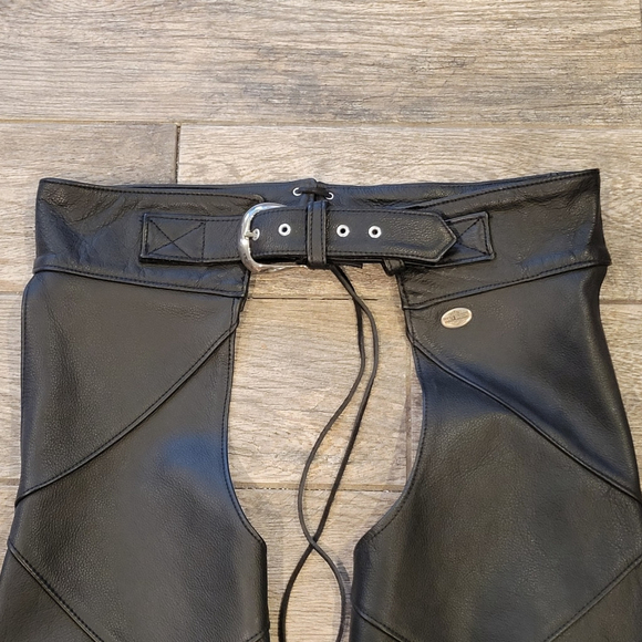 Vtg Harley-Davidson Men’s Leather Motorcycle Chaps 98480-97VM Made in USA L - Picture 2 of 13